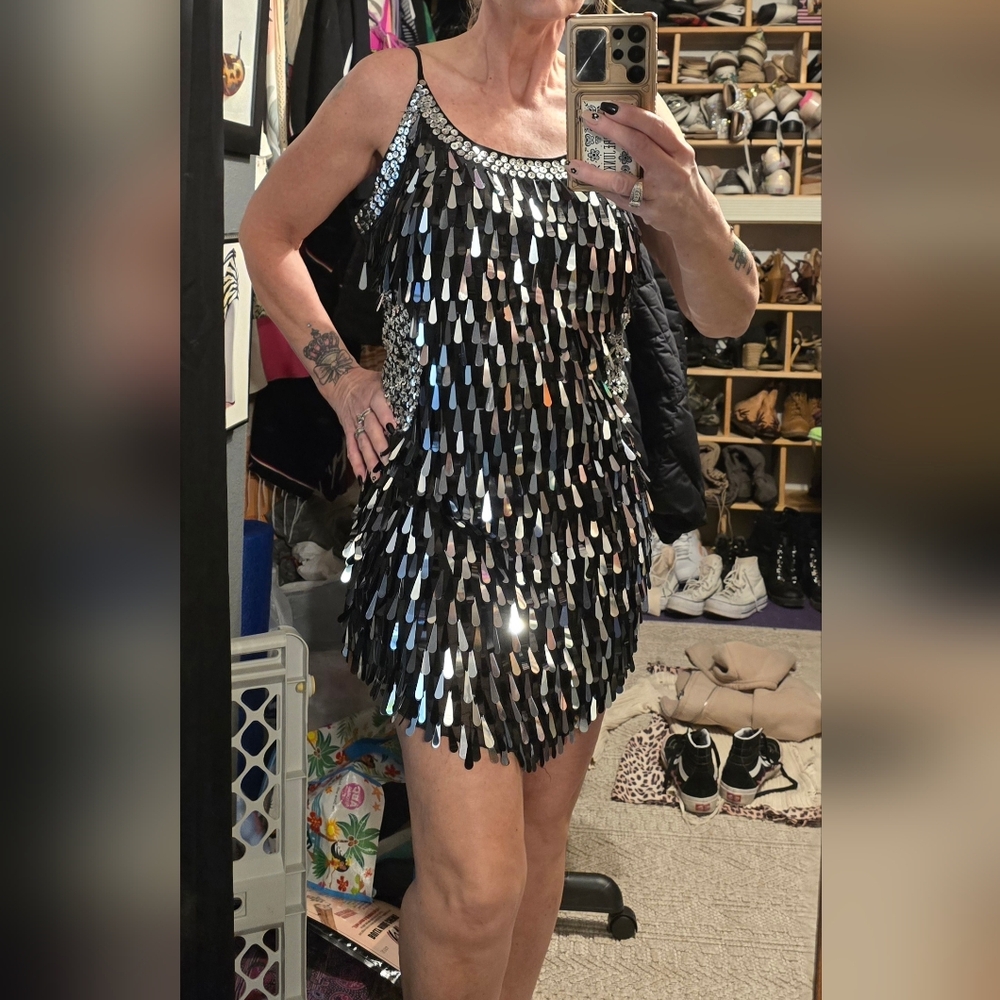 Sequin Black Mini Dress